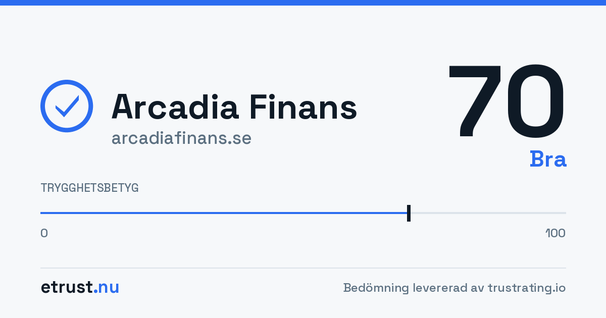 Arcadia Finans (arcadiafinans.se) — Godkänd webbutik · eTrust