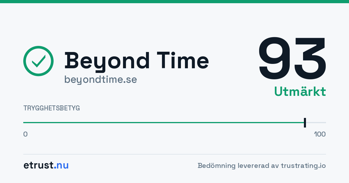 Beyond Time (beyondtime.se) — Verifierad webbutik · eTrust