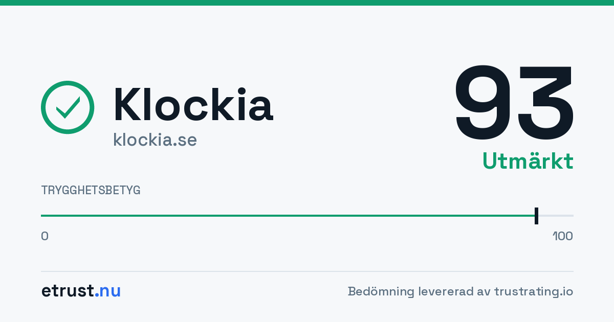Klockia (klockia.se) — Verifierad webbutik · eTrust