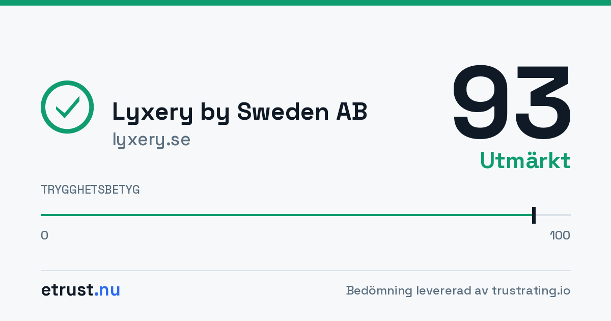 Lyxery by Sweden AB (lyxery.se) — Verifierad webbutik · eTrust