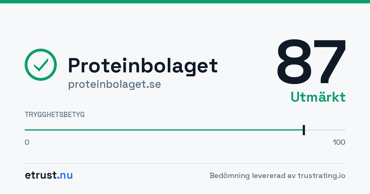 Proteinbolaget (proteinbolaget.se) — Verifierad webbutik · eTrust
