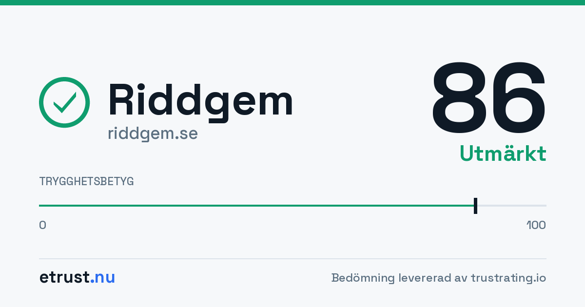 Riddgem (riddgem.se) — Verifierad webbutik · eTrust