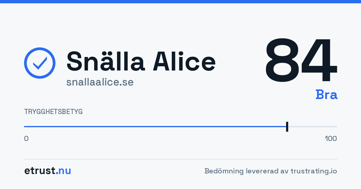 Snälla Alice (snallaalice.se) — Godkänd webbutik · eTrust
